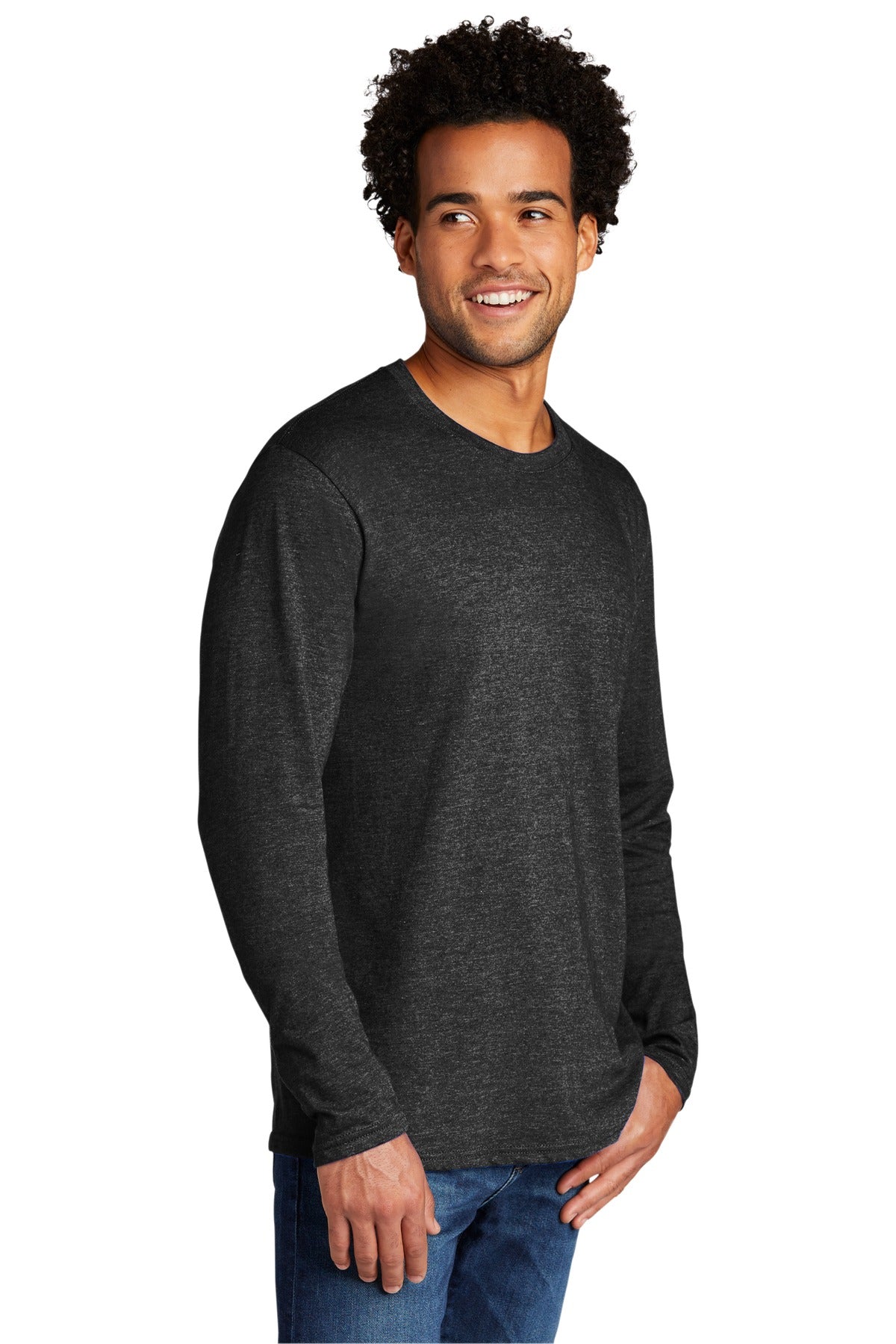 Port & Co Tri-Blend Long Sleeve Tee. PC330LS - Black Heather - three_q