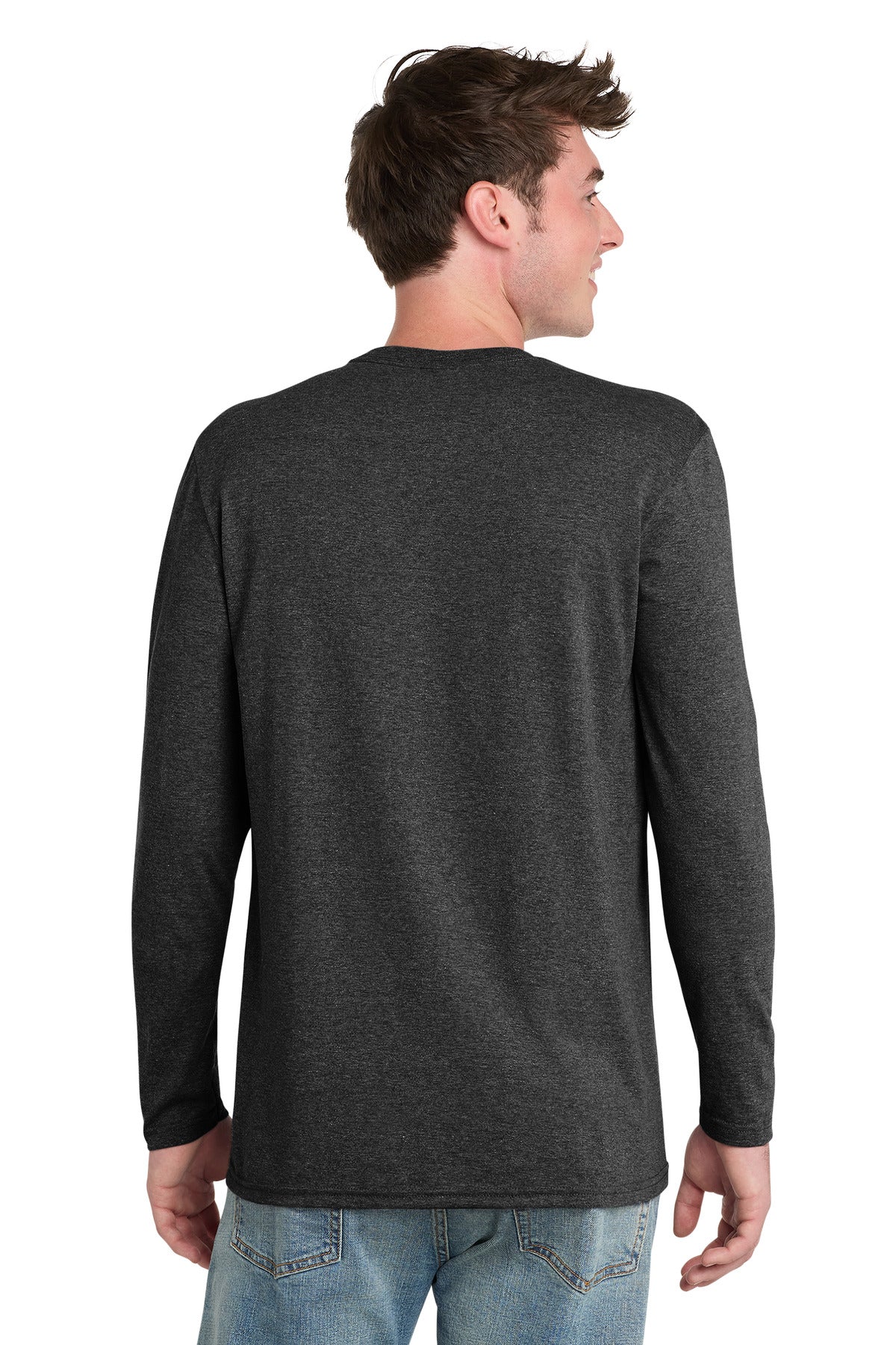 Port & Co Tri-Blend Long Sleeve Tee. PC330LS - Black Heather - back