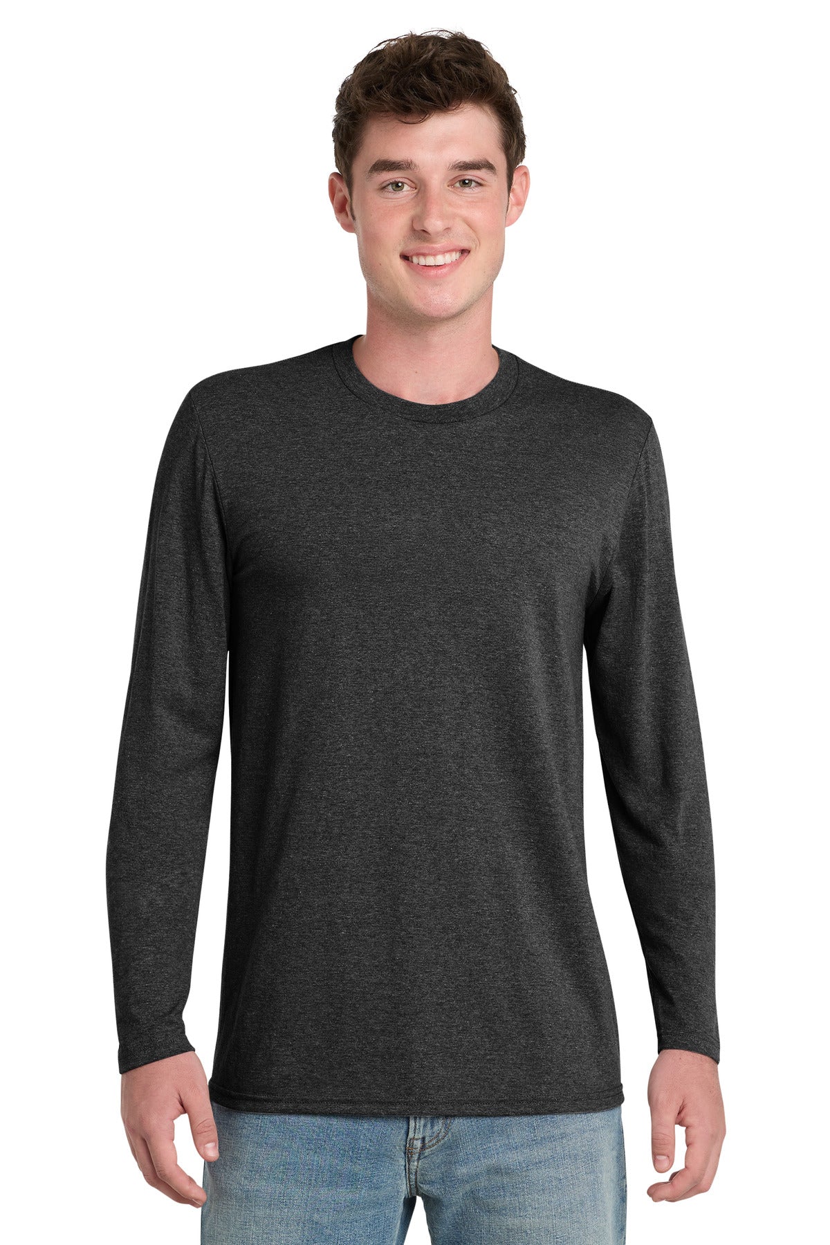 Port & Co Tri-Blend Long Sleeve Tee. PC330LS - Black Heather - front