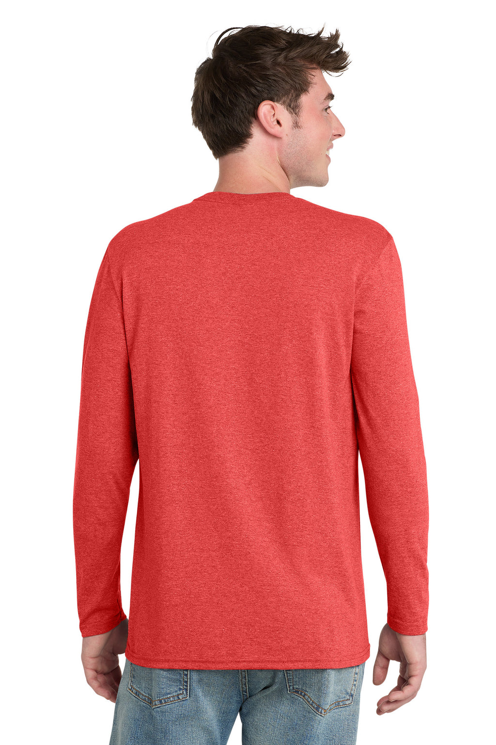 Port & Co Tri-Blend Long Sleeve Tee. PC330LS - Bright Red Heather - back