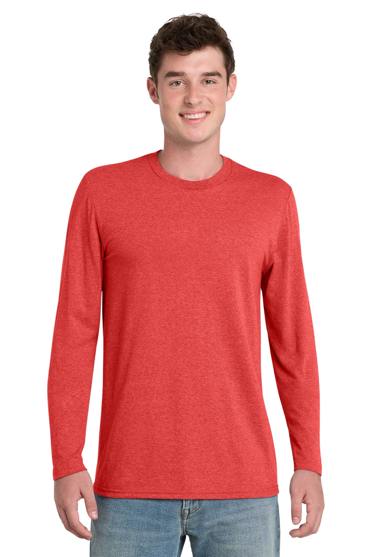 Port & Co Tri-Blend Long Sleeve Tee. PC330LS - Bright Red Heather - front