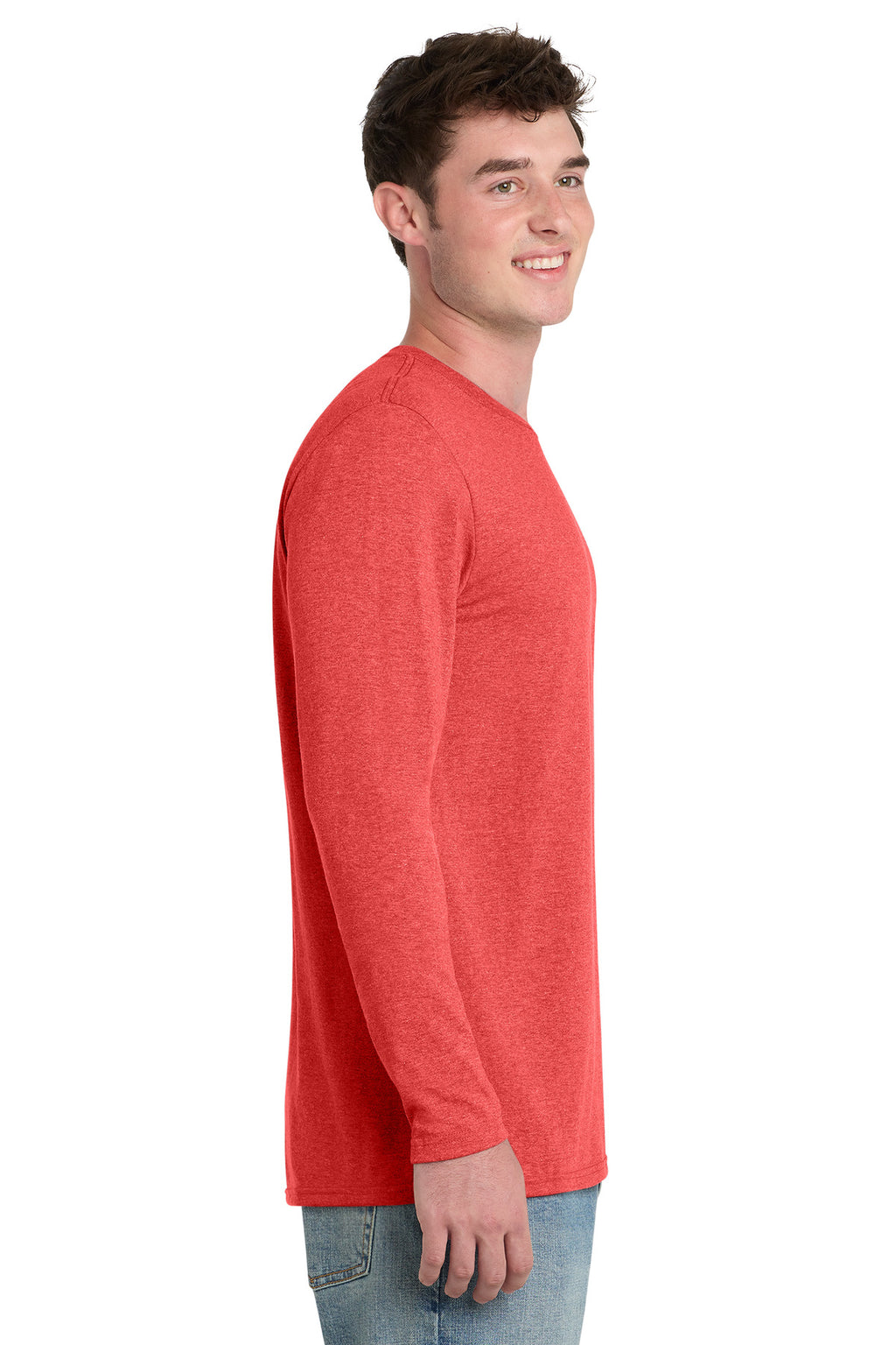 Port & Co Tri-Blend Long Sleeve Tee. PC330LS - Bright Red Heather - side