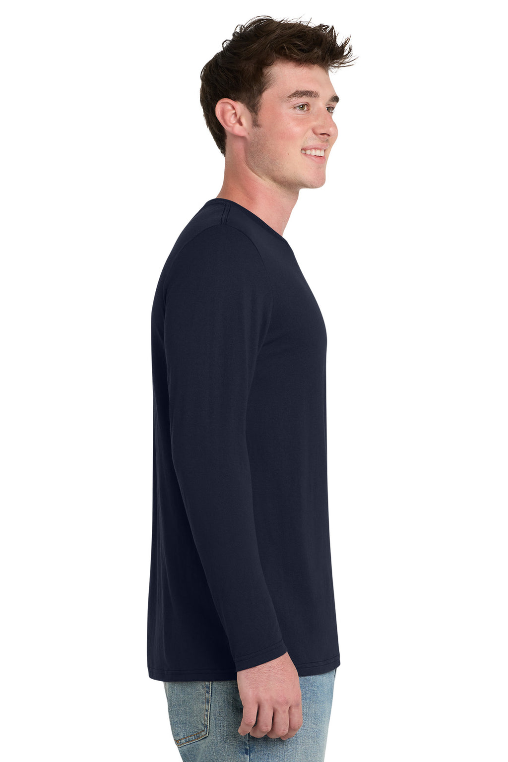 Port & Co Tri-Blend Long Sleeve Tee. PC330LS - Deep Navy - side