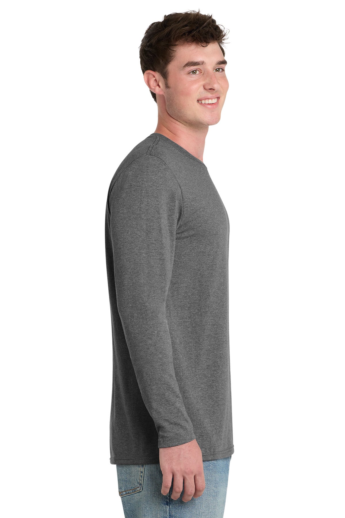 Port & Co Tri-Blend Long Sleeve Tee. PC330LS - Graphite Heather - side