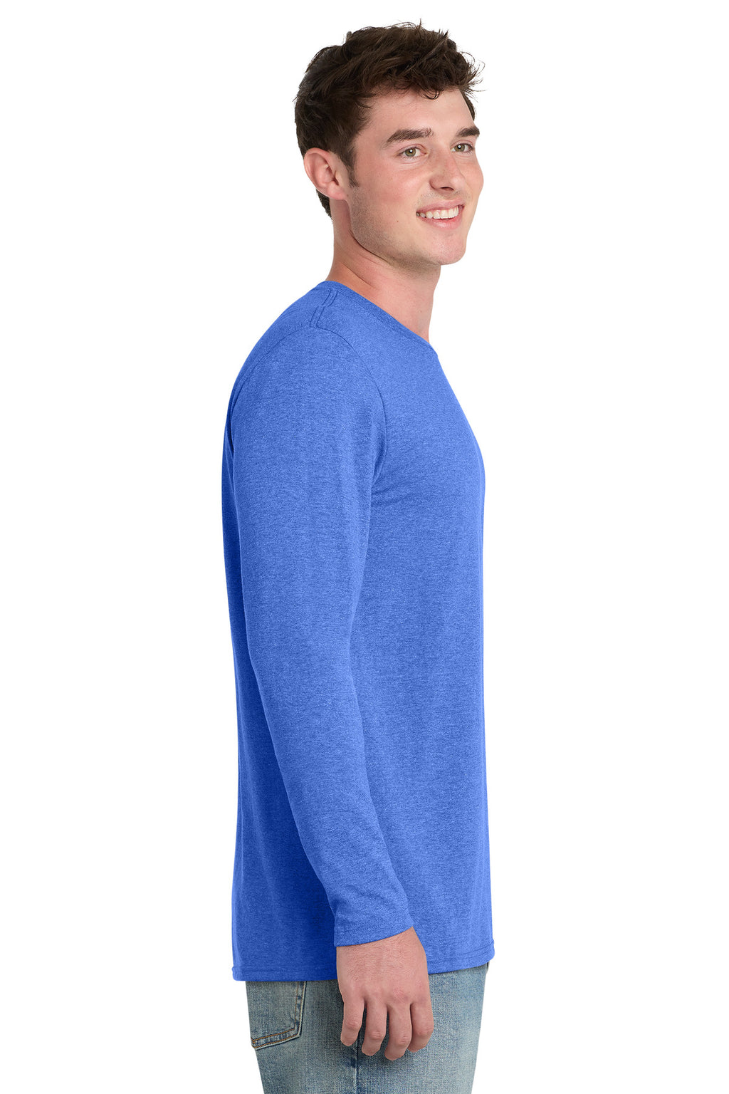 Port & Co Tri-Blend Long Sleeve Tee. PC330LS - Heather Royal - side