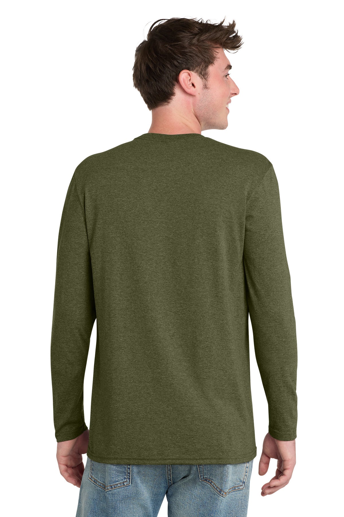 Port & Co Tri-Blend Long Sleeve Tee. PC330LS - Military Green Heather - back