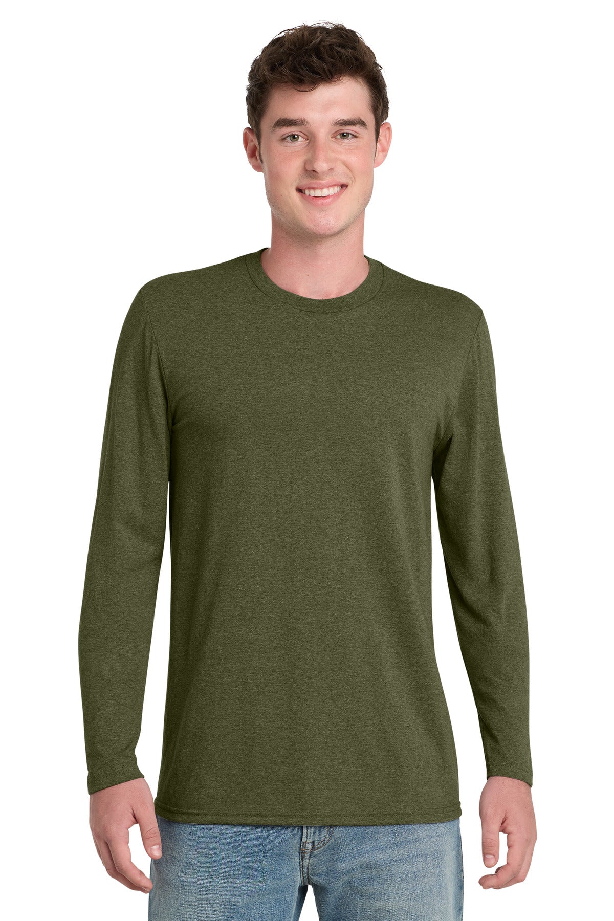 Port & Co Tri-Blend Long Sleeve Tee. PC330LS - Military Green Heather - front