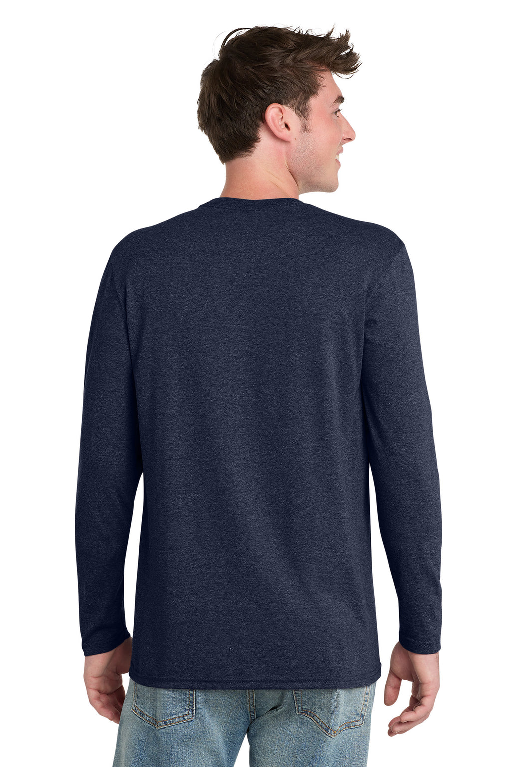 Port & Co Tri-Blend Long Sleeve Tee. PC330LS - Team Navy Heather - back
