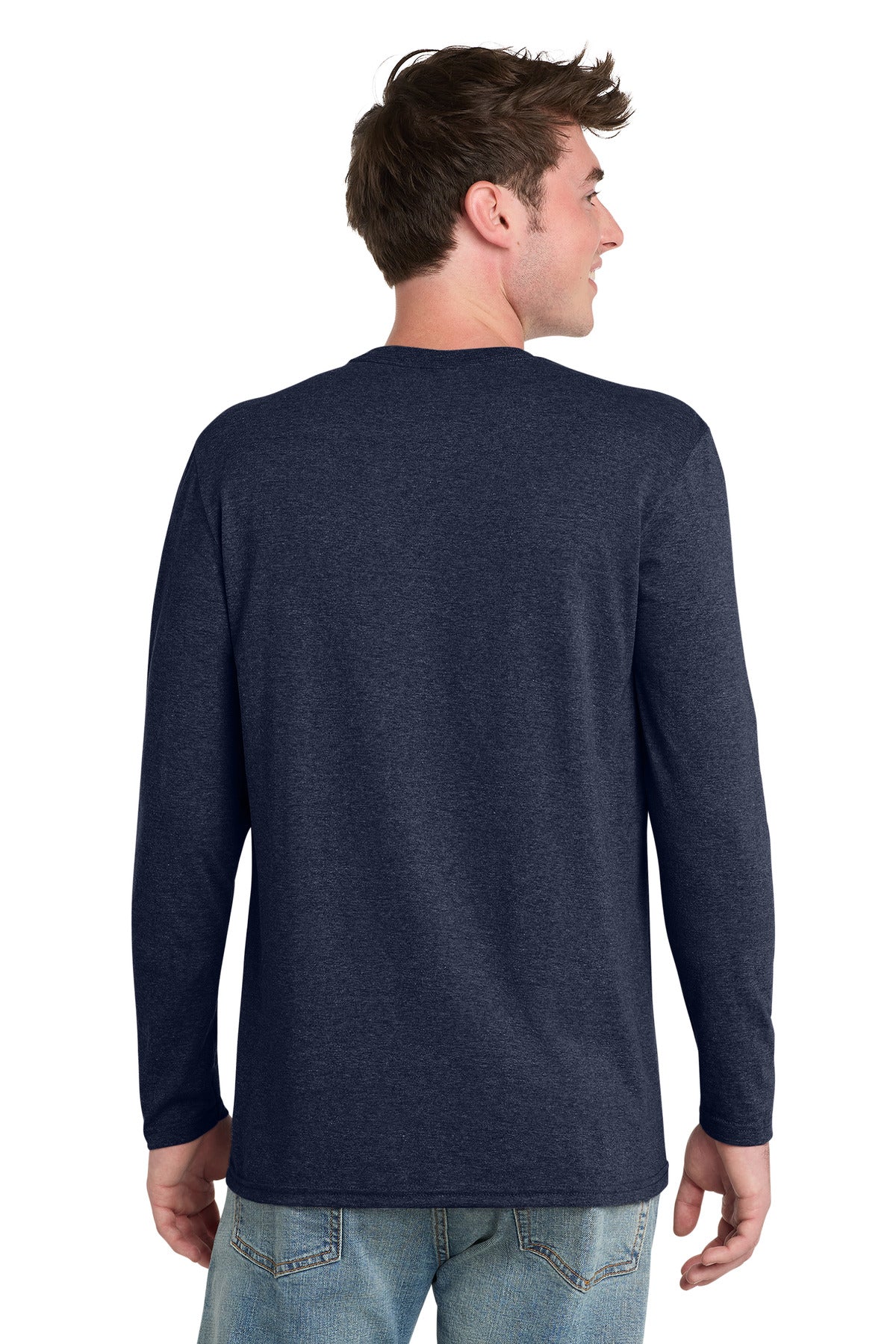 Port & Co Tri-Blend Long Sleeve Tee. PC330LS - Team Navy Heather - back