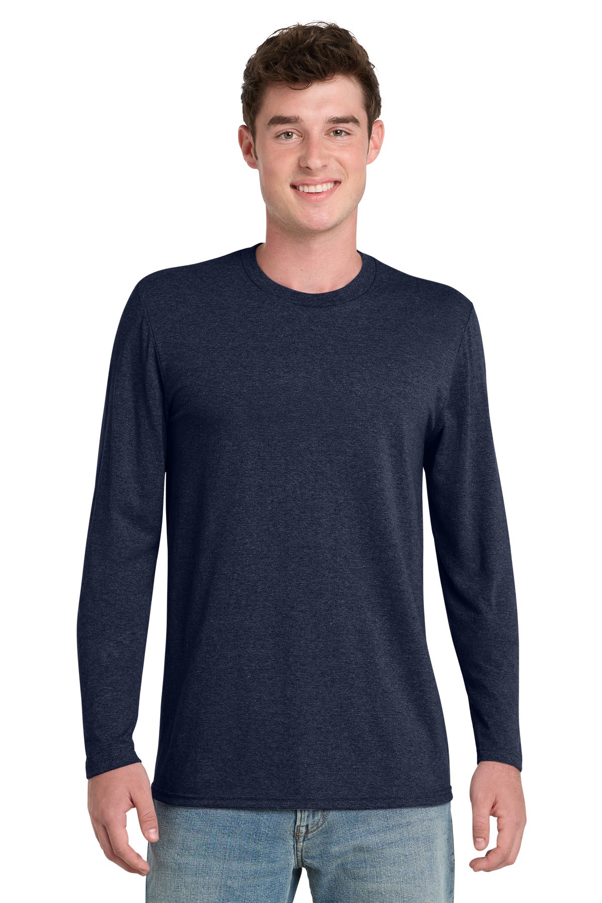 Port & Co Tri-Blend Long Sleeve Tee. PC330LS - Team Navy Heather - front
