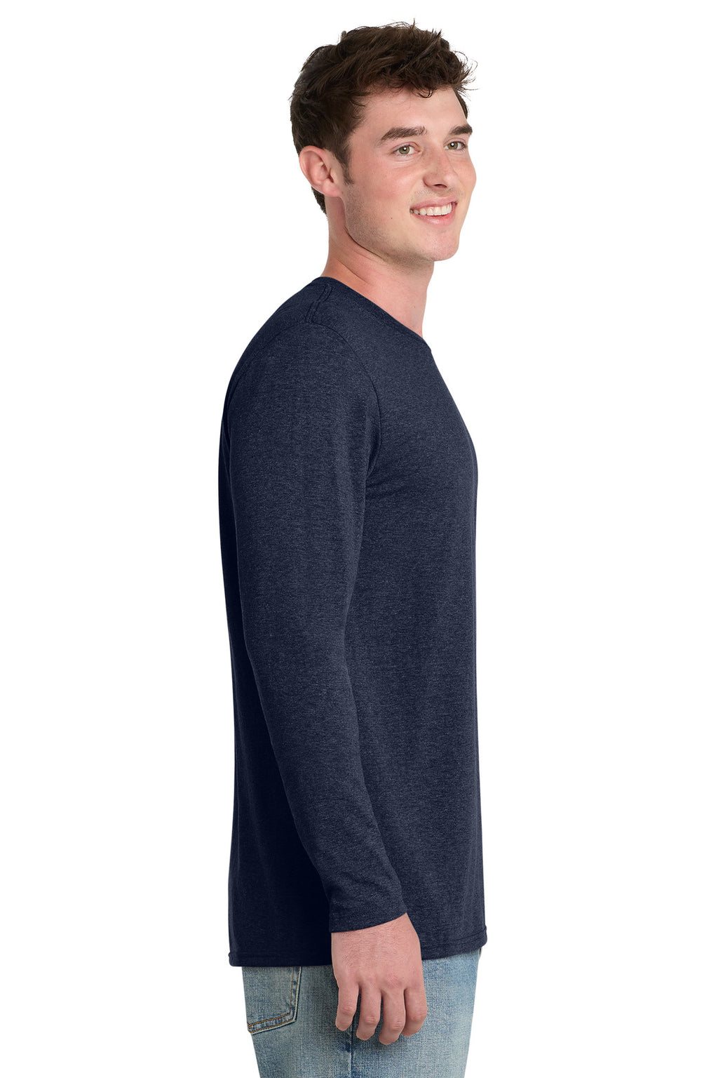Port & Co Tri-Blend Long Sleeve Tee. PC330LS - Team Navy Heather - side