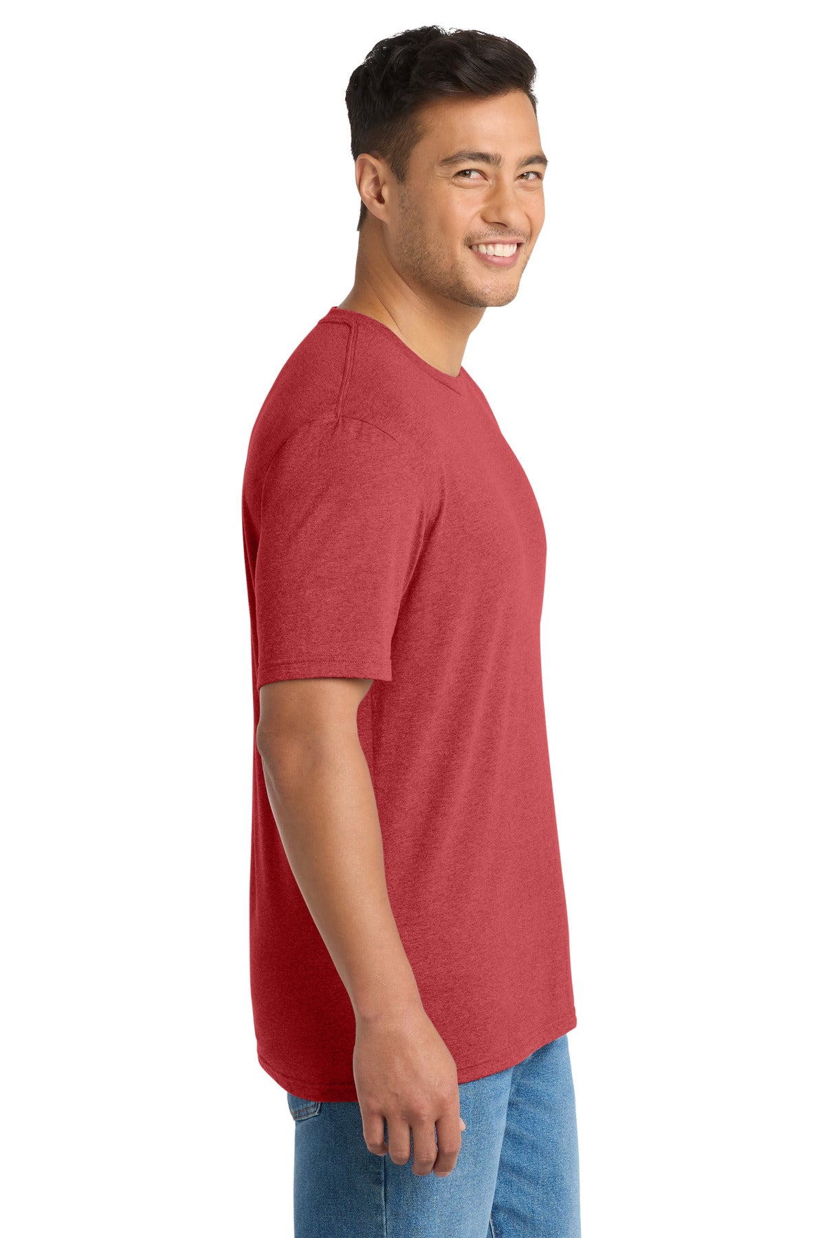 Port & Co Tri-Blend Tee. PC330 - Bright Red Heather - side