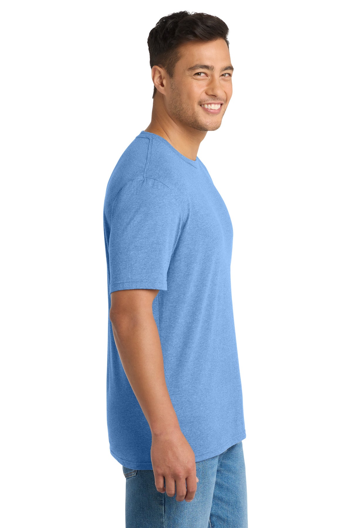 Port & Co Tri-Blend Tee. PC330 - Carolina Blue Heather - side