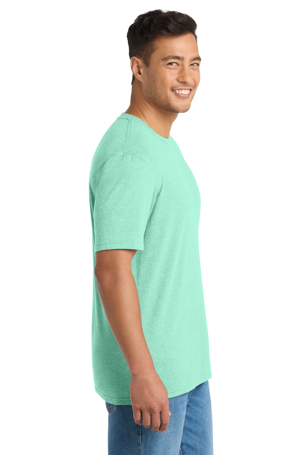 Port & Co Tri-Blend Tee. PC330 - Heather Jadeite - side