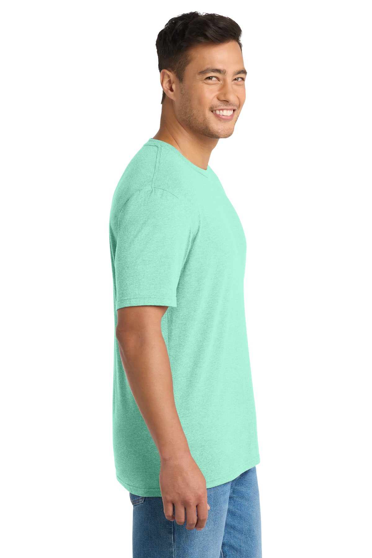Port & Co Tri-Blend Tee. PC330 - Heather Jadeite - side