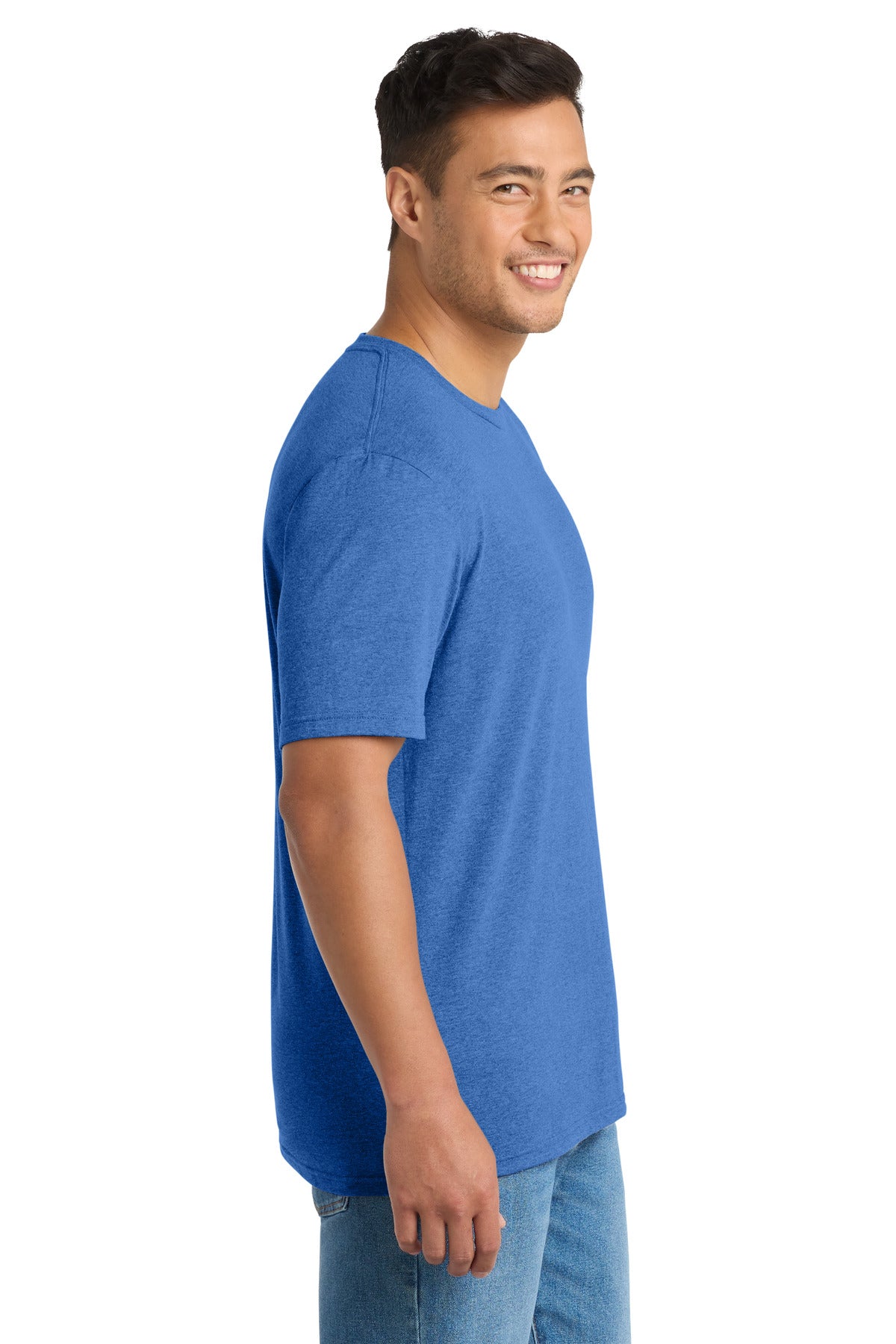 Port & Co Tri-Blend Tee. PC330 - Heather Royal - side