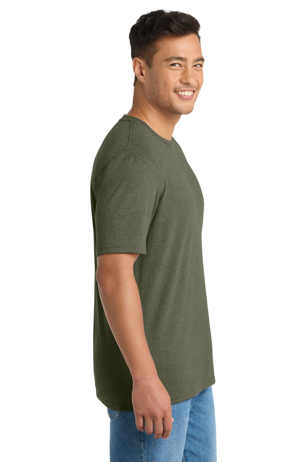 Port & Co Tri-Blend Tee. PC330 - Military Green Heather - side