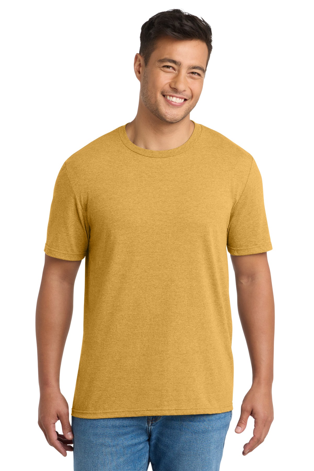 Port & Co Tri-Blend Tee. PC330 - Ochre Yellow Heather - front