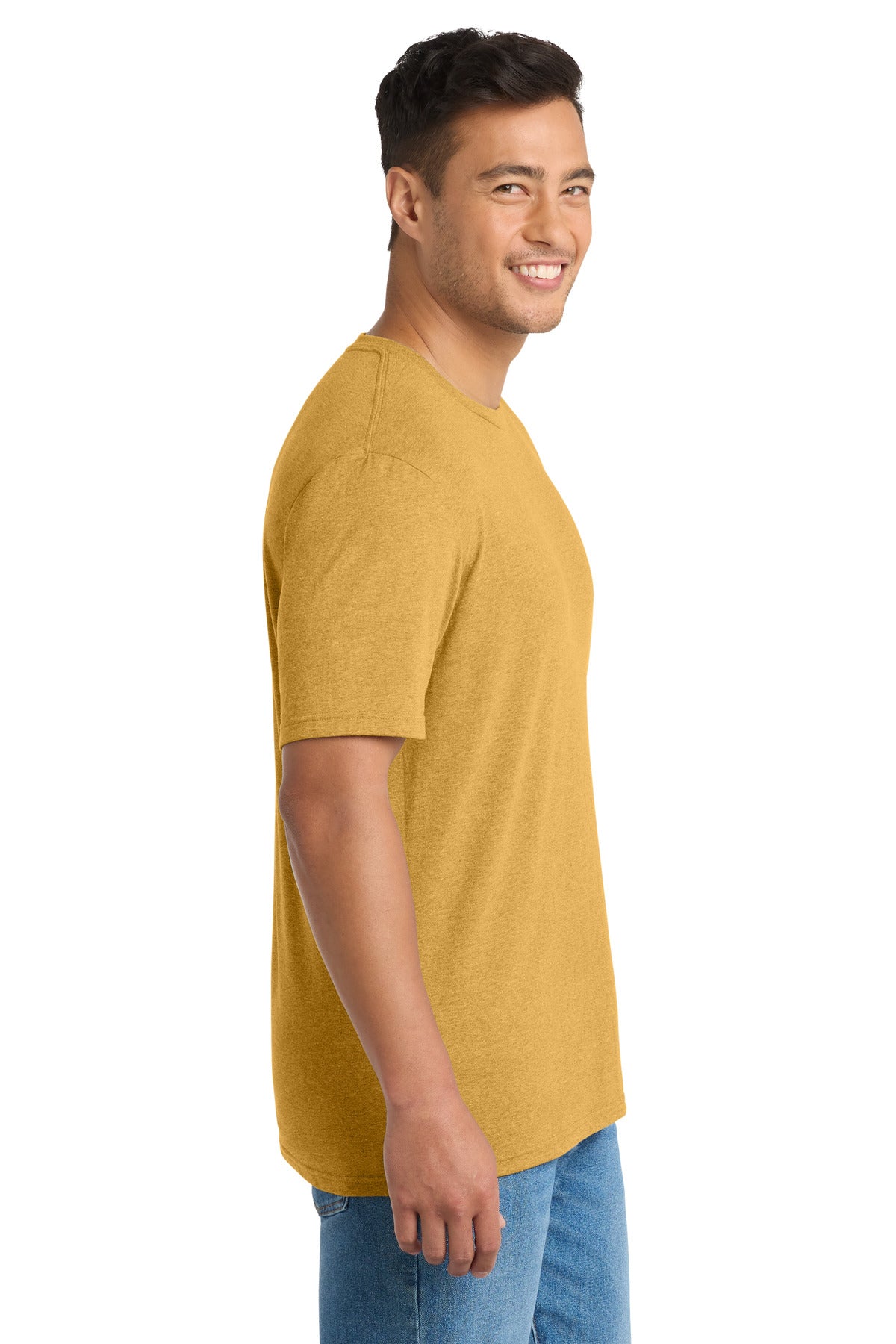 Port & Co Tri-Blend Tee. PC330 - Ochre Yellow Heather - side
