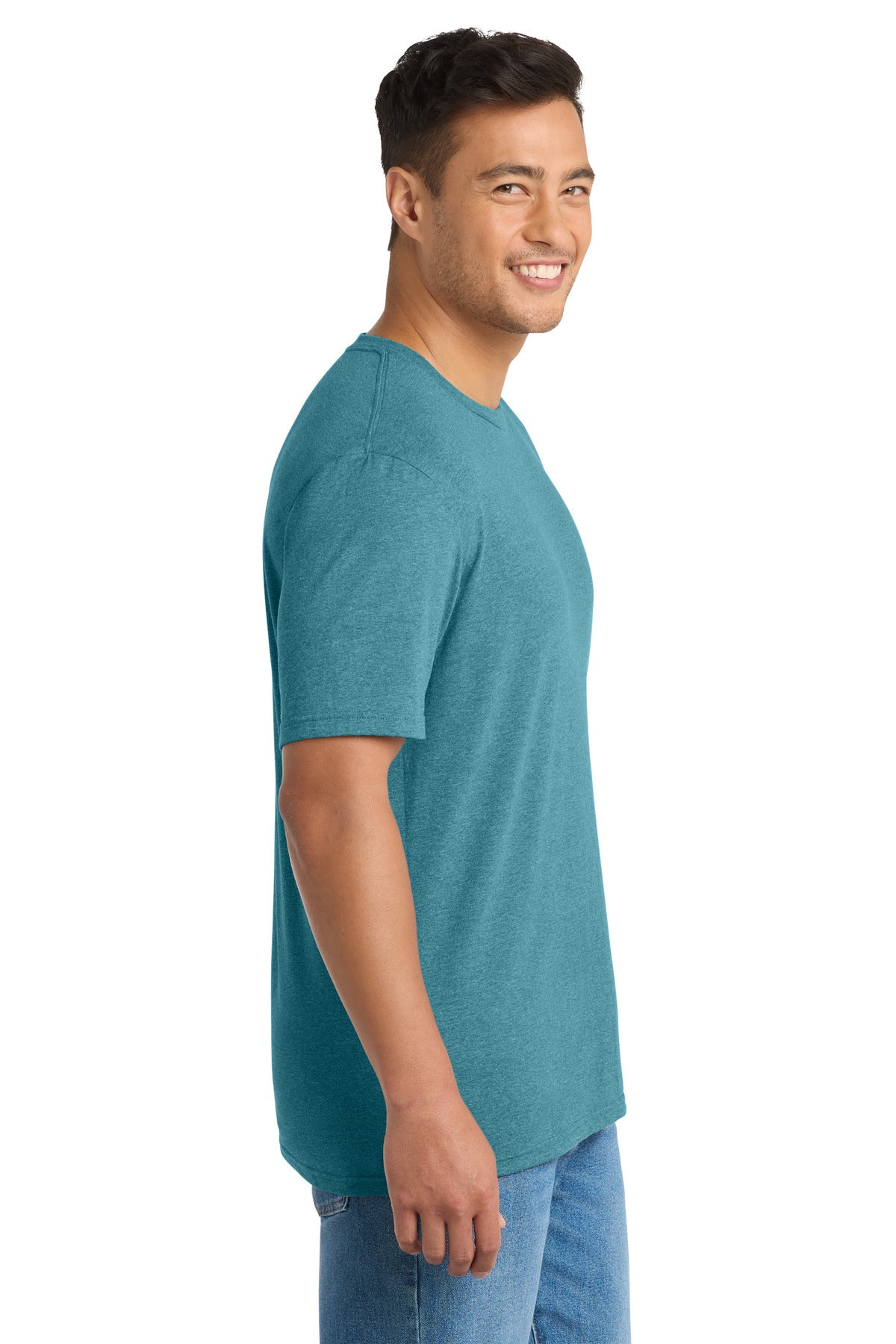 Port & Co Tri-Blend Tee. PC330 - Vivid Teal Heather - side
