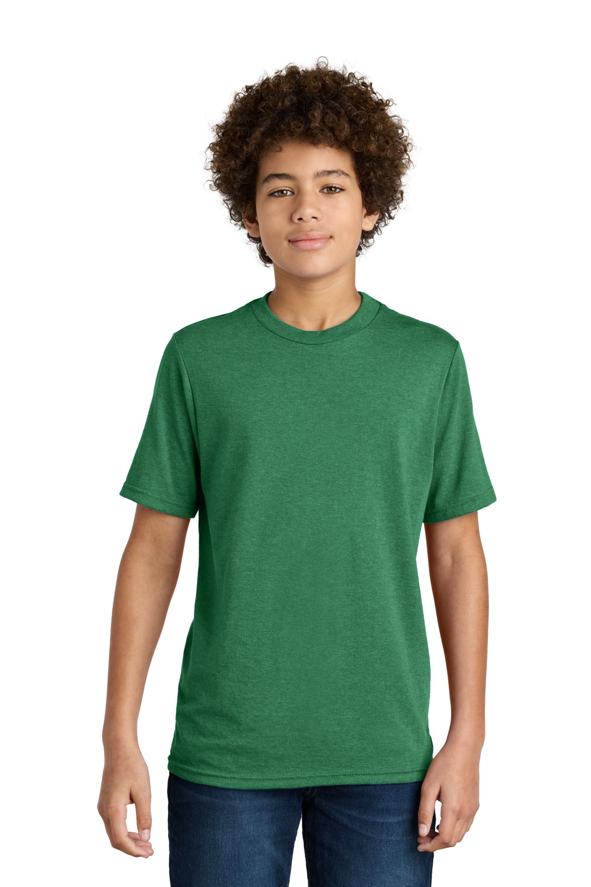 Port & Co Youth CVC Tee PC340Y - Athletic Kelly Green Heather - front