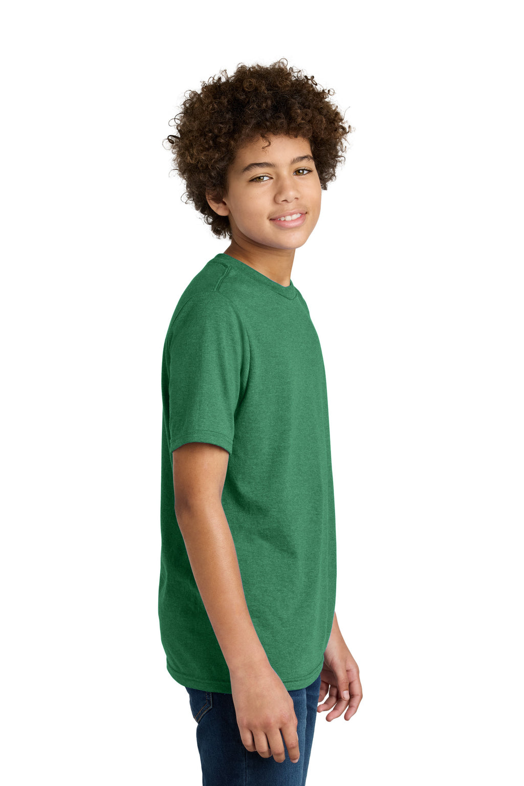 Port & Co Youth CVC Tee PC340Y - Athletic Kelly Green Heather - side