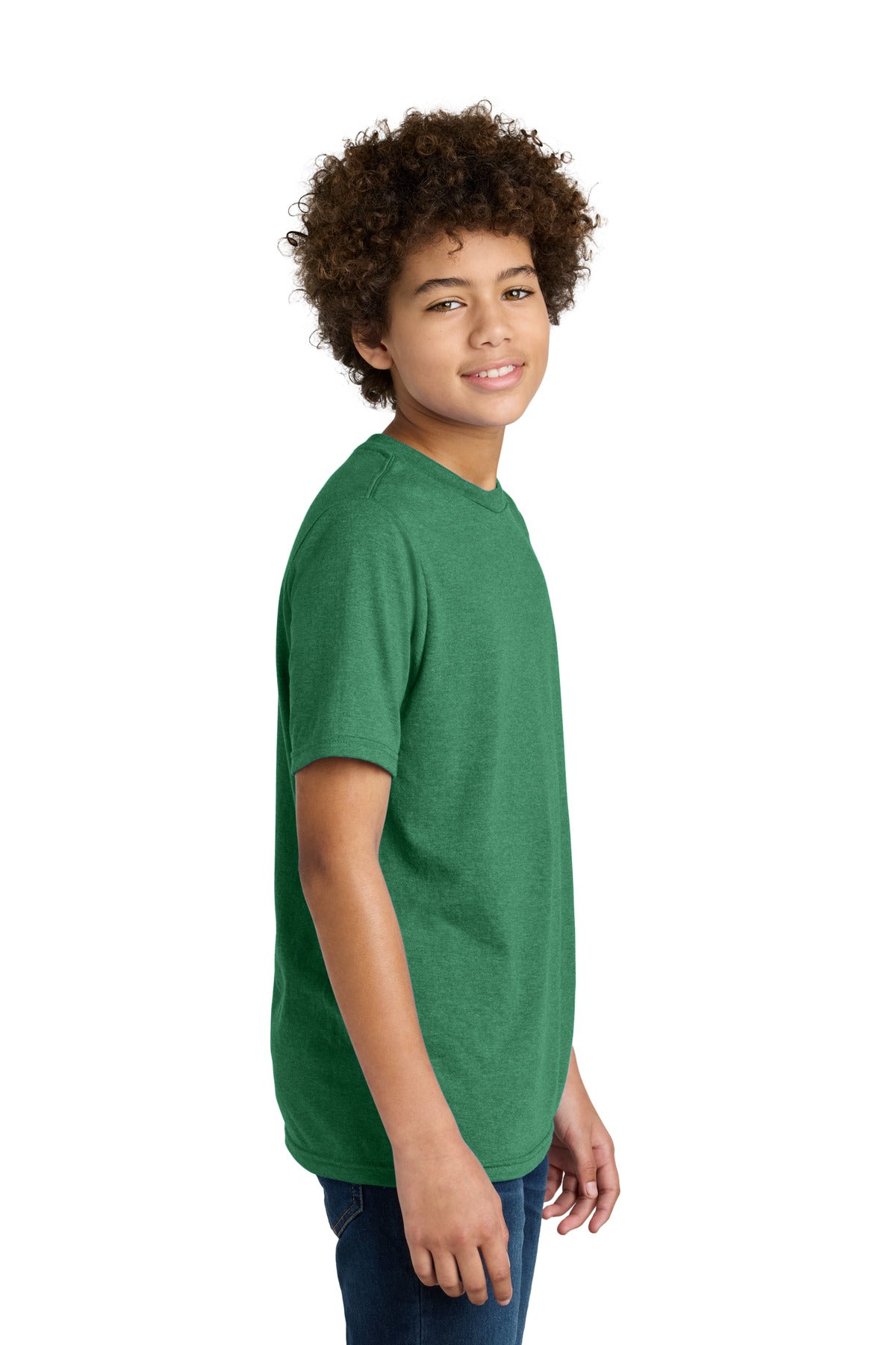 Port & Co Youth CVC Tee PC340Y - Athletic Kelly Green Heather - side