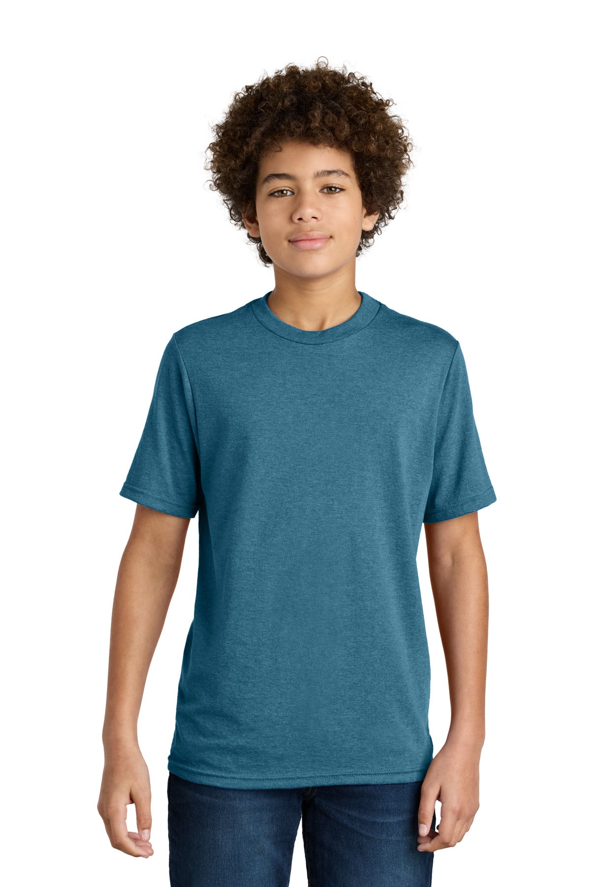 Port & Co Youth CVC Tee PC340Y - Mountain Blue Heather - front