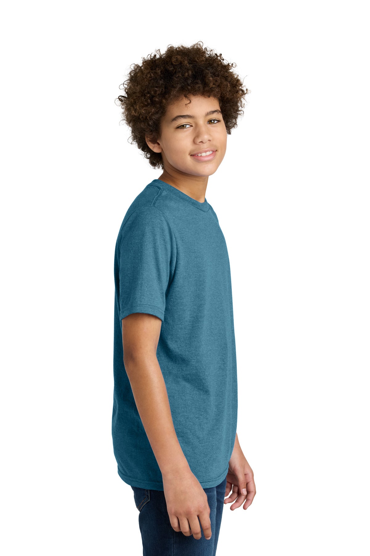 Port & Co Youth CVC Tee PC340Y - Mountain Blue Heather - side
