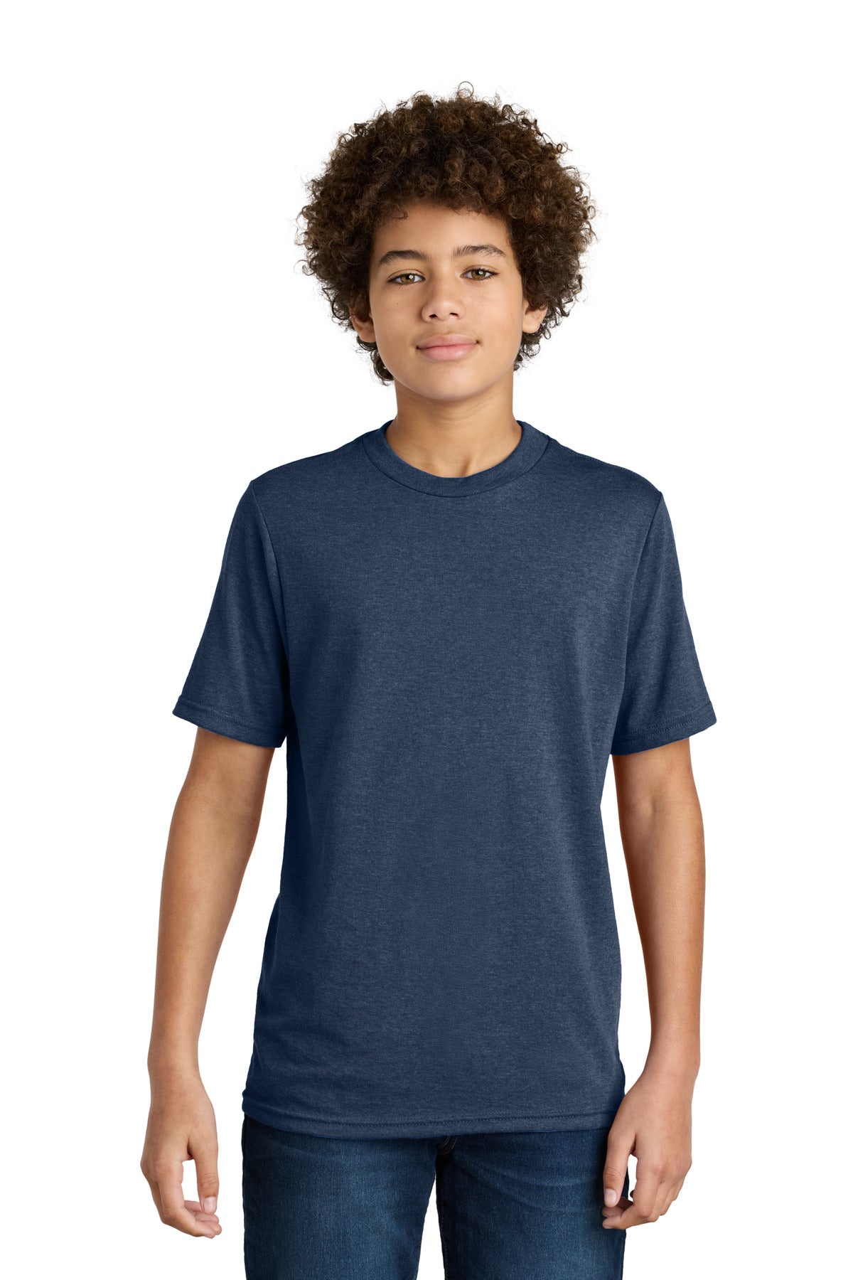 Port & Co Youth CVC Tee PC340Y - Team Navy Heather - front
