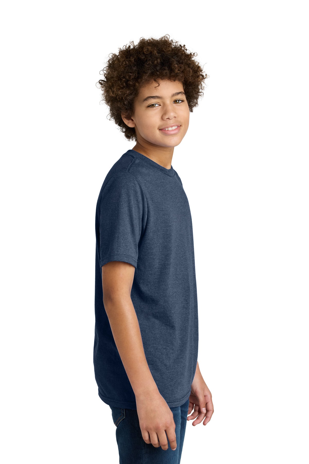 Port & Co Youth CVC Tee PC340Y - Team Navy Heather - side