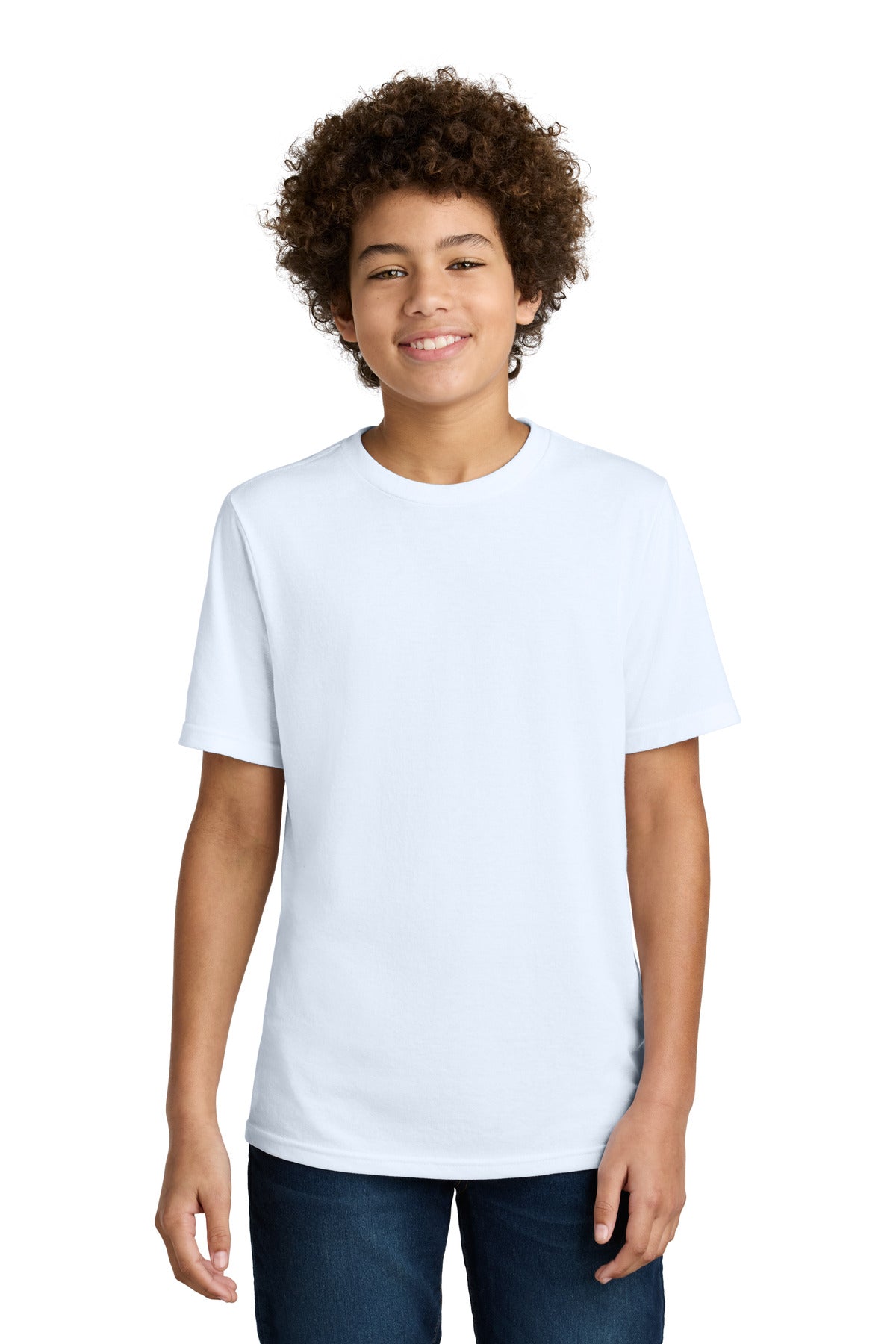 Port & Co Youth CVC Tee PC340Y - White - front