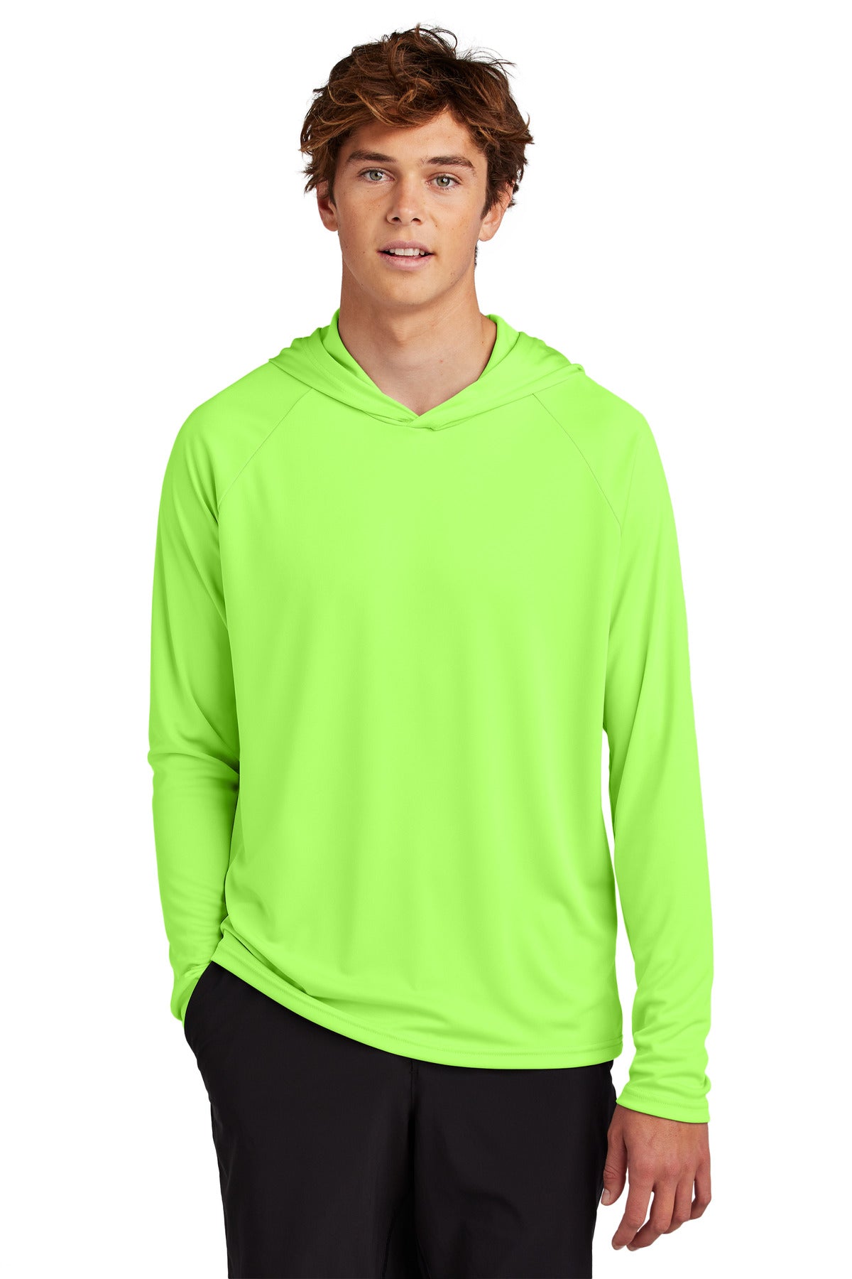Port & Co Performance Pullover Hooded Tee PC380H - Neon Green - front