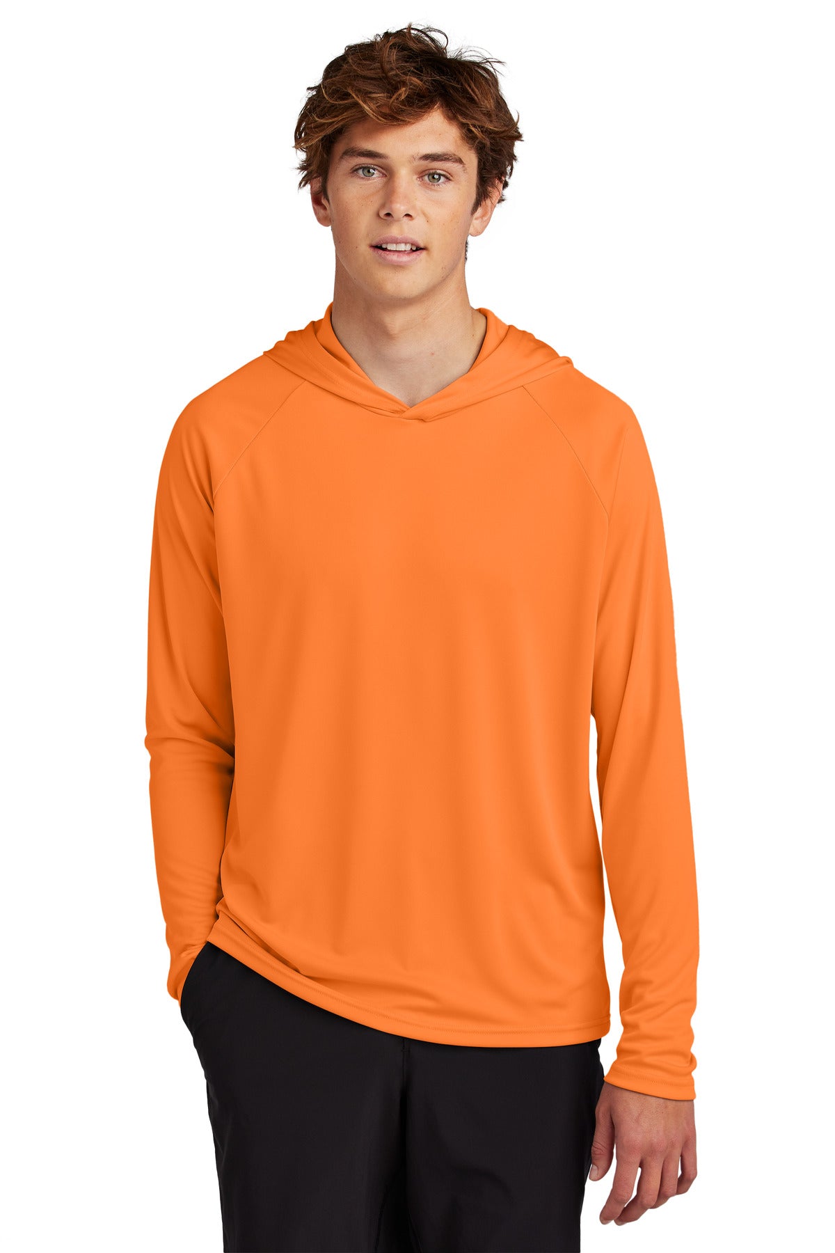Port & Co Performance Pullover Hooded Tee PC380H - Neon Orange - front