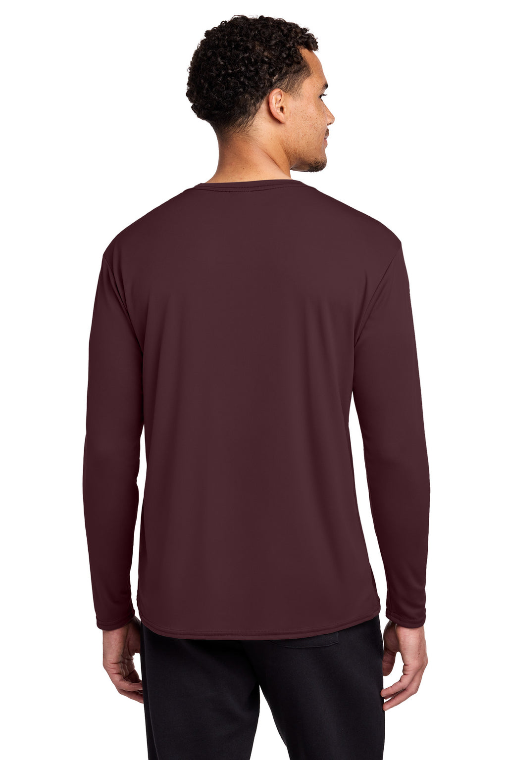Port & Co Long Sleeve Performance Tee. PC380LS - Athletic Maroon - back