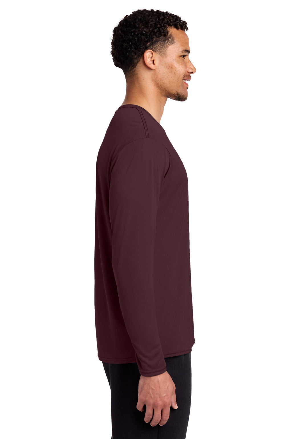 Port & Co Long Sleeve Performance Tee. PC380LS - Athletic Maroon - side