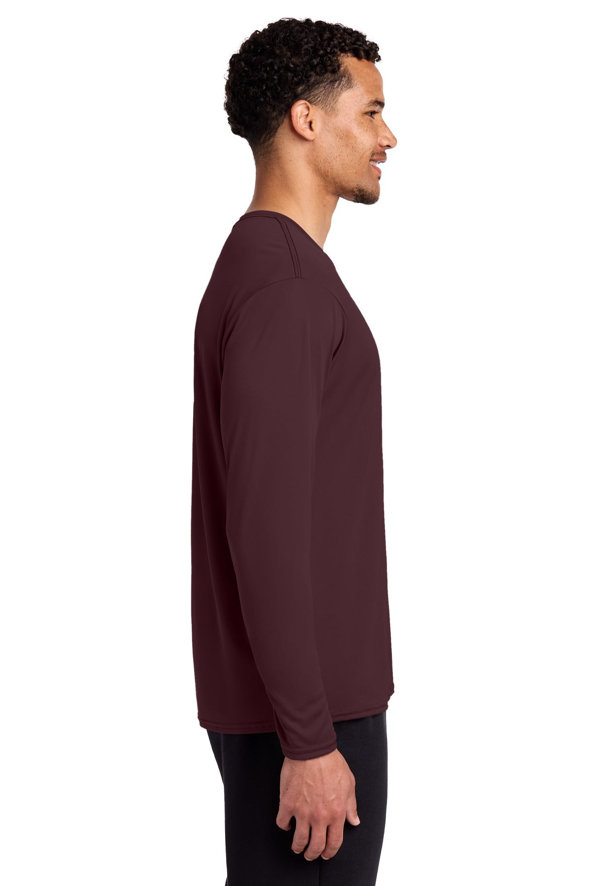 Port & Co Long Sleeve Performance Tee. PC380LS - Athletic Maroon - side