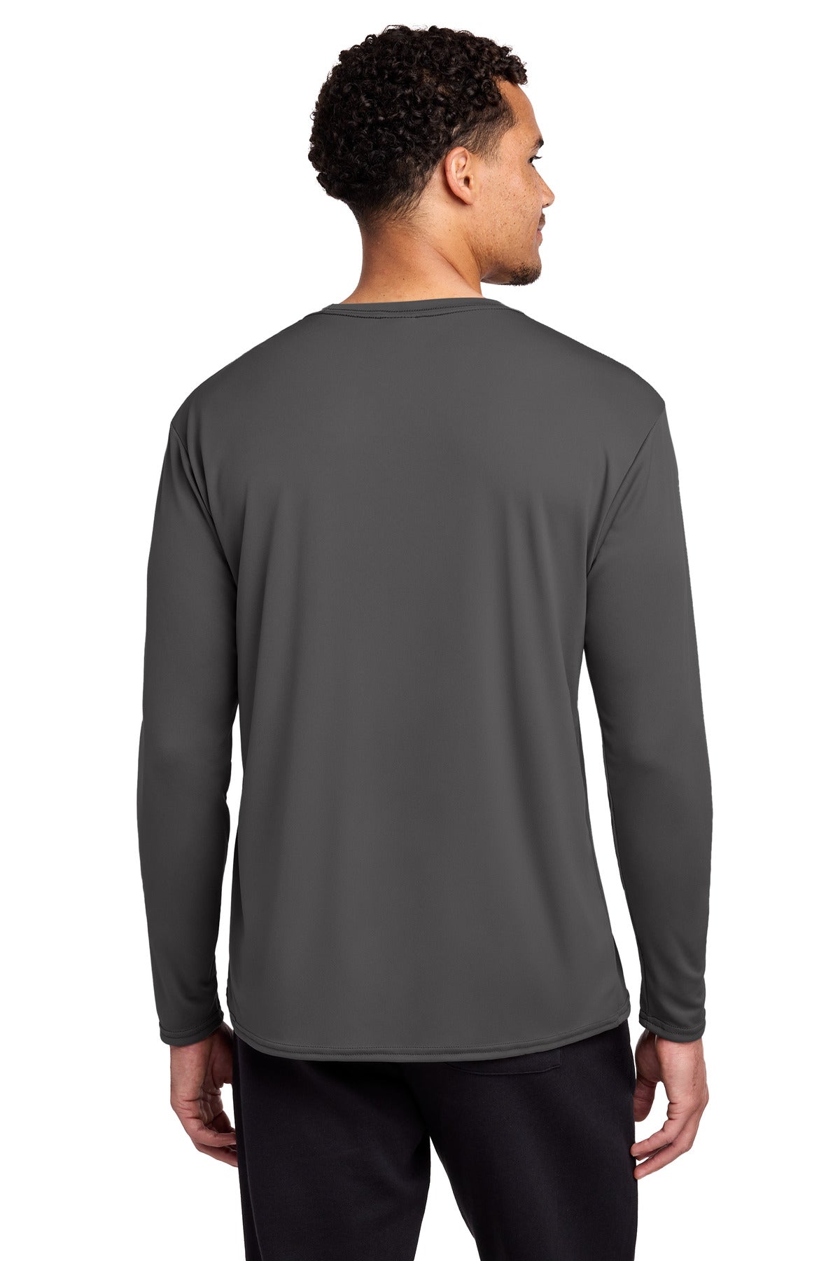 Port & Co Long Sleeve Performance Tee. PC380LS - Charcoal - back