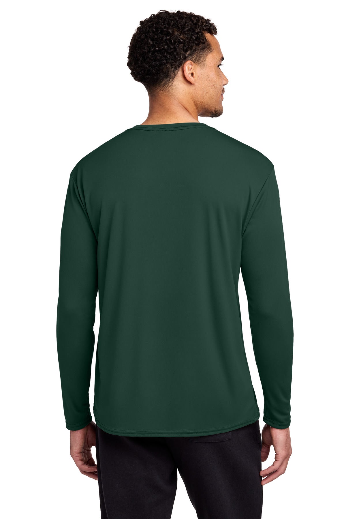 Port & Co Long Sleeve Performance Tee. PC380LS - Dark Green - back