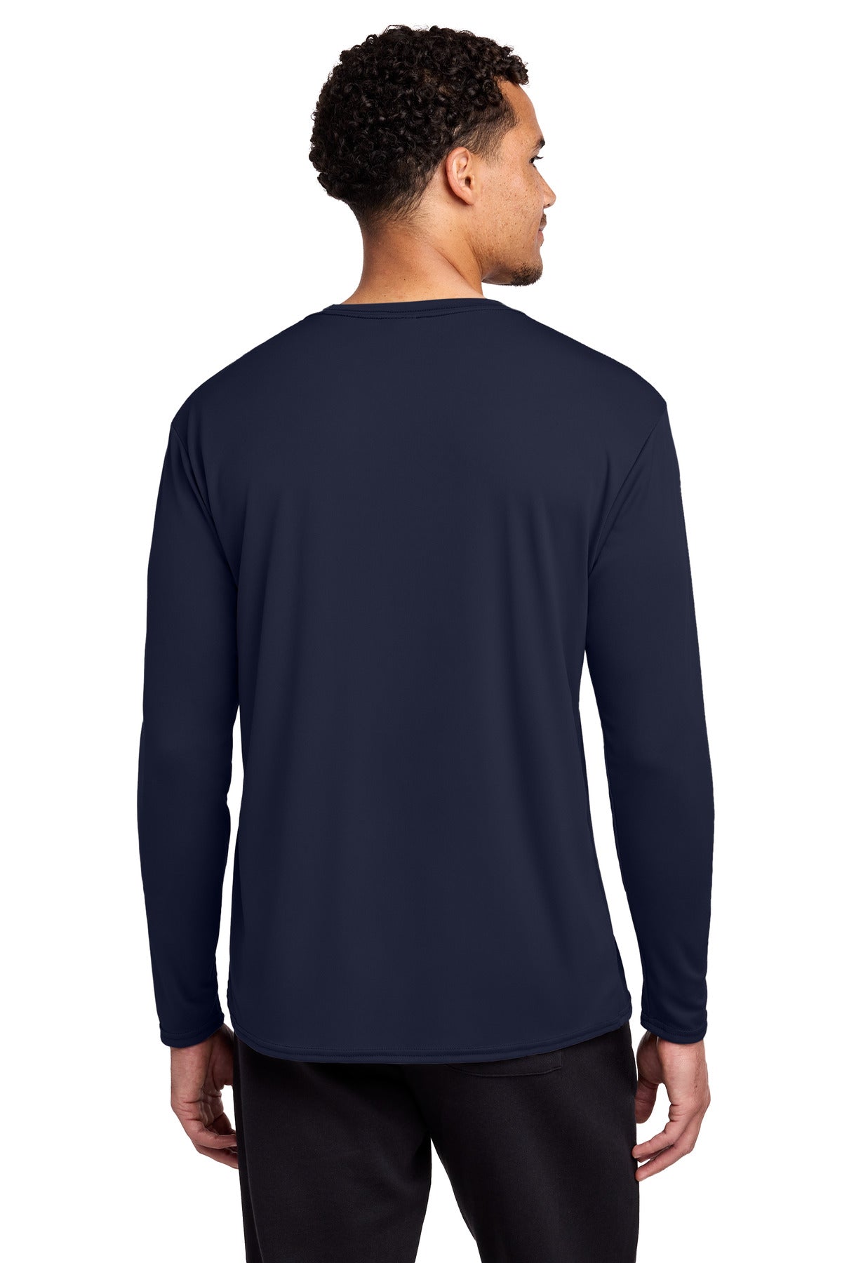 Port & Co Long Sleeve Performance Tee. PC380LS - Deep Navy - back