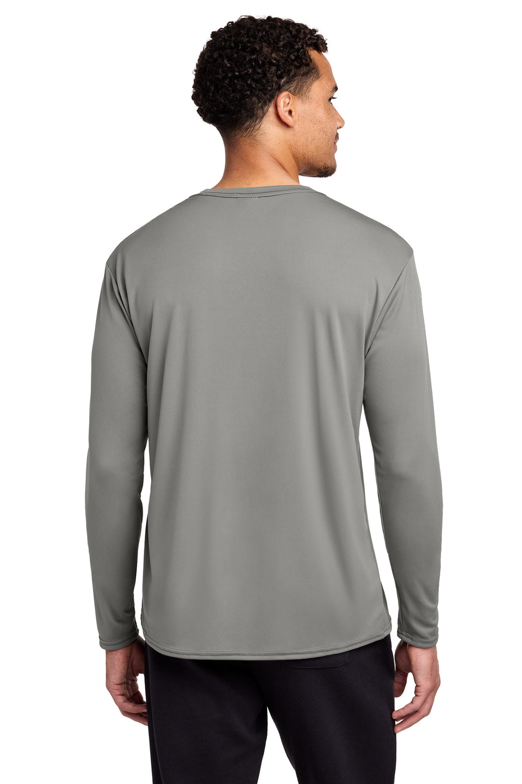 Port & Co Long Sleeve Performance Tee. PC380LS - Grey Concrete - back