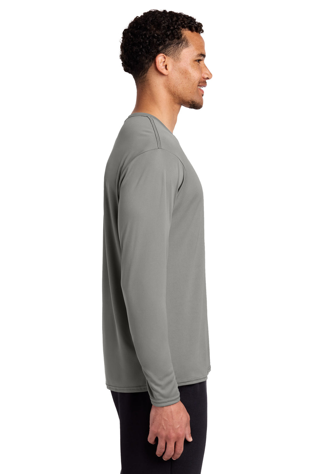 Port & Co Long Sleeve Performance Tee. PC380LS - Grey Concrete - side