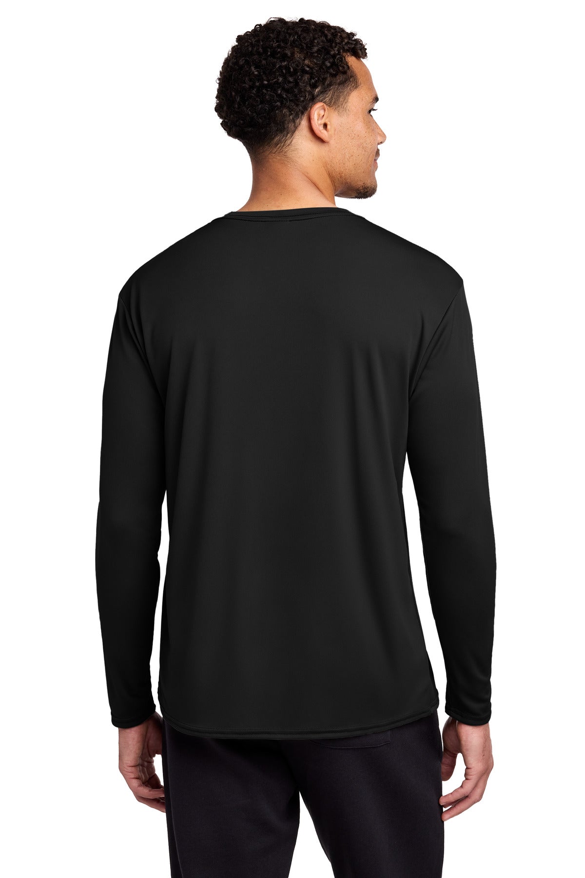 Port & Co Long Sleeve Performance Tee. PC380LS - Jet Black - back