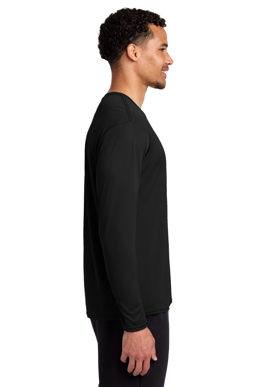 Port & Co Long Sleeve Performance Tee. PC380LS - Jet Black - side