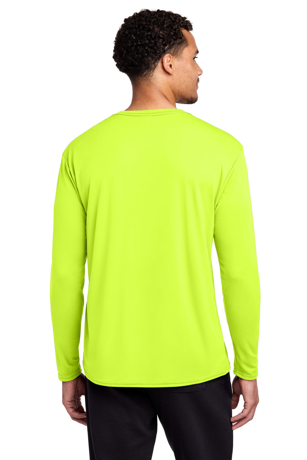 Port & Co Long Sleeve Performance Tee. PC380LS - Neon Yellow - back