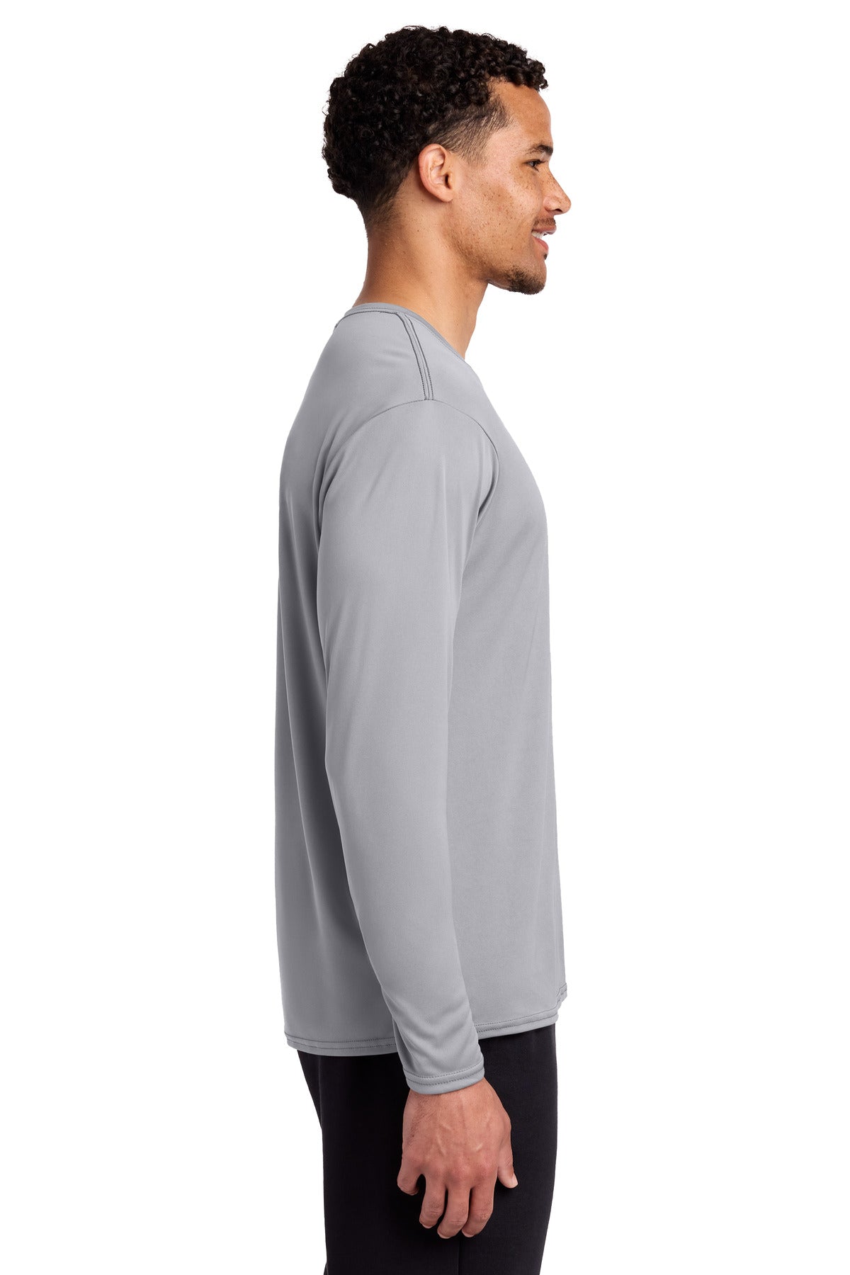 Port & Co Long Sleeve Performance Tee. PC380LS - Silver - side