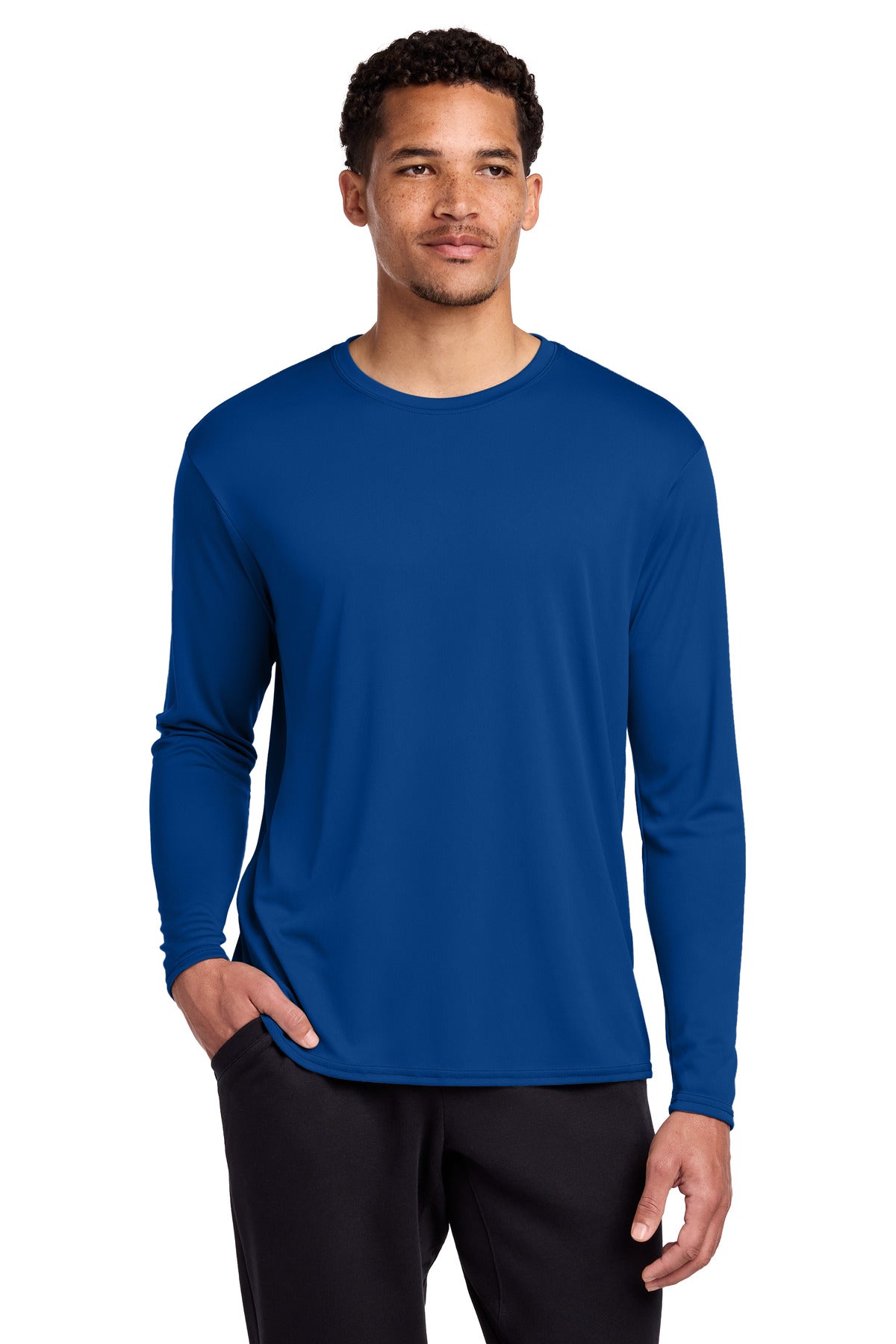 Port & Co Long Sleeve Performance Tee. PC380LS - True Royal - front