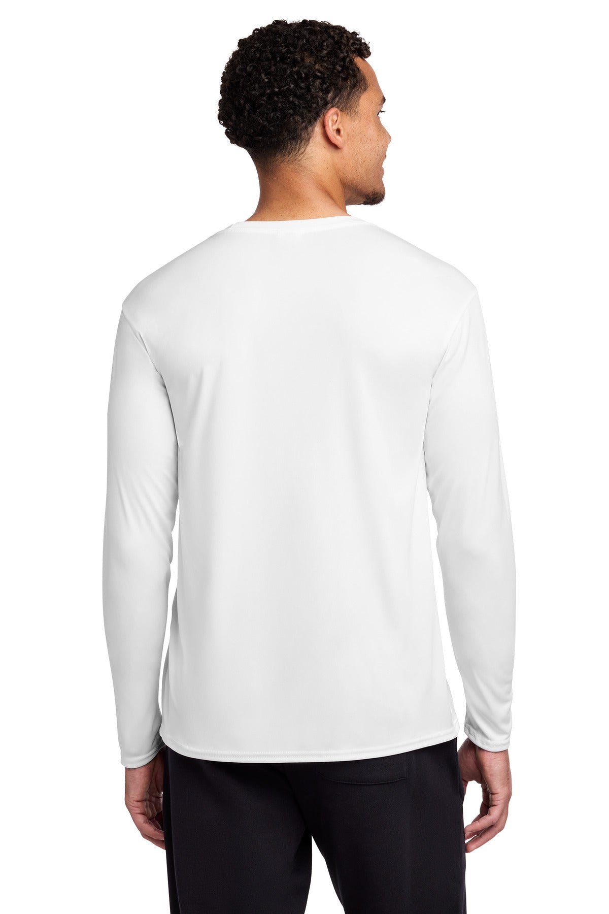 Port & Co Long Sleeve Performance Tee. PC380LS - White - back