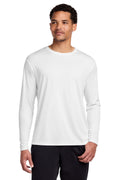 Port & Co Long Sleeve Performance Tee. PC380LS - White - front