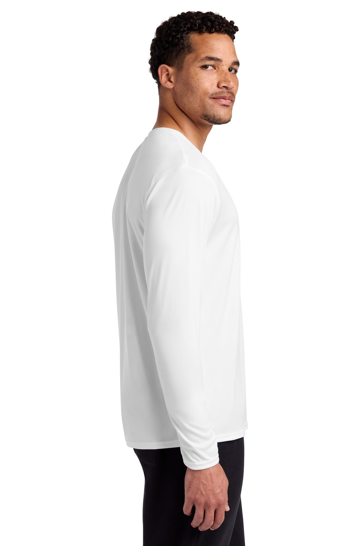 Port & Co Long Sleeve Performance Tee. PC380LS - White - side